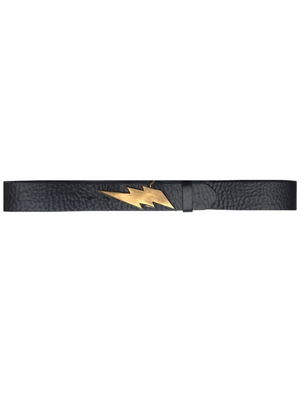 Kim White Lightning Bolt Leather Belt Black Antique Brass Small - Picture 5 of 13
